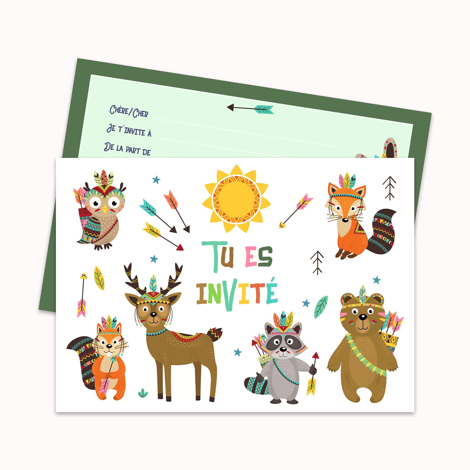 Edition Colibri Einladungskarten Waldtiere – 10 Stück, DIN A6, Französischer Text, Für Kindergeburtstag Oder Waldparty