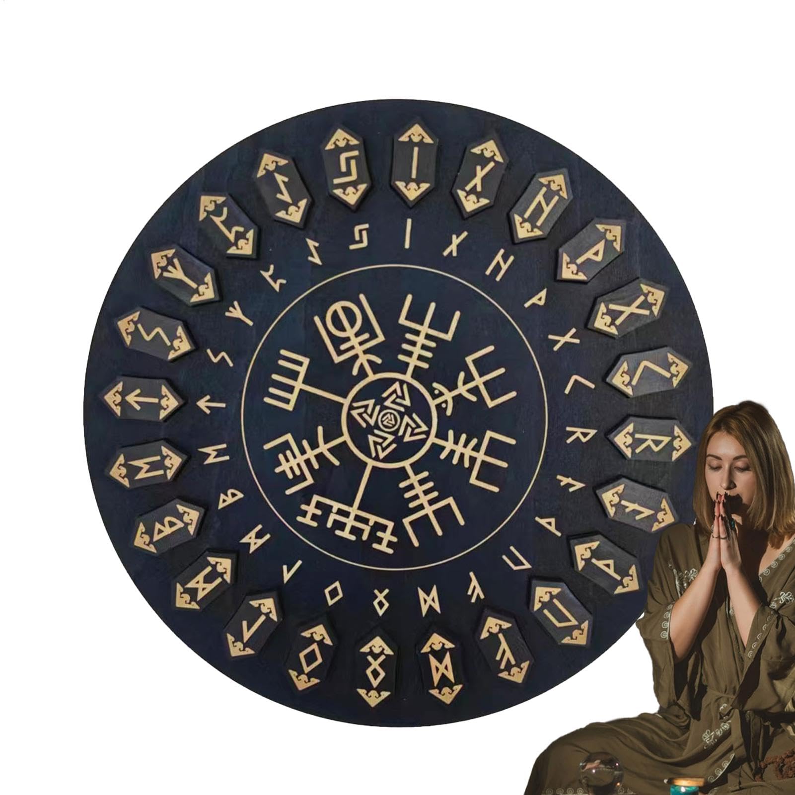 Set di rune da, set di rune in legno, rune divinazione in legno, iscrizioni per meditazione e divinazione, forniture multifunzionali per streghe, strumenti decorativi per meditazione