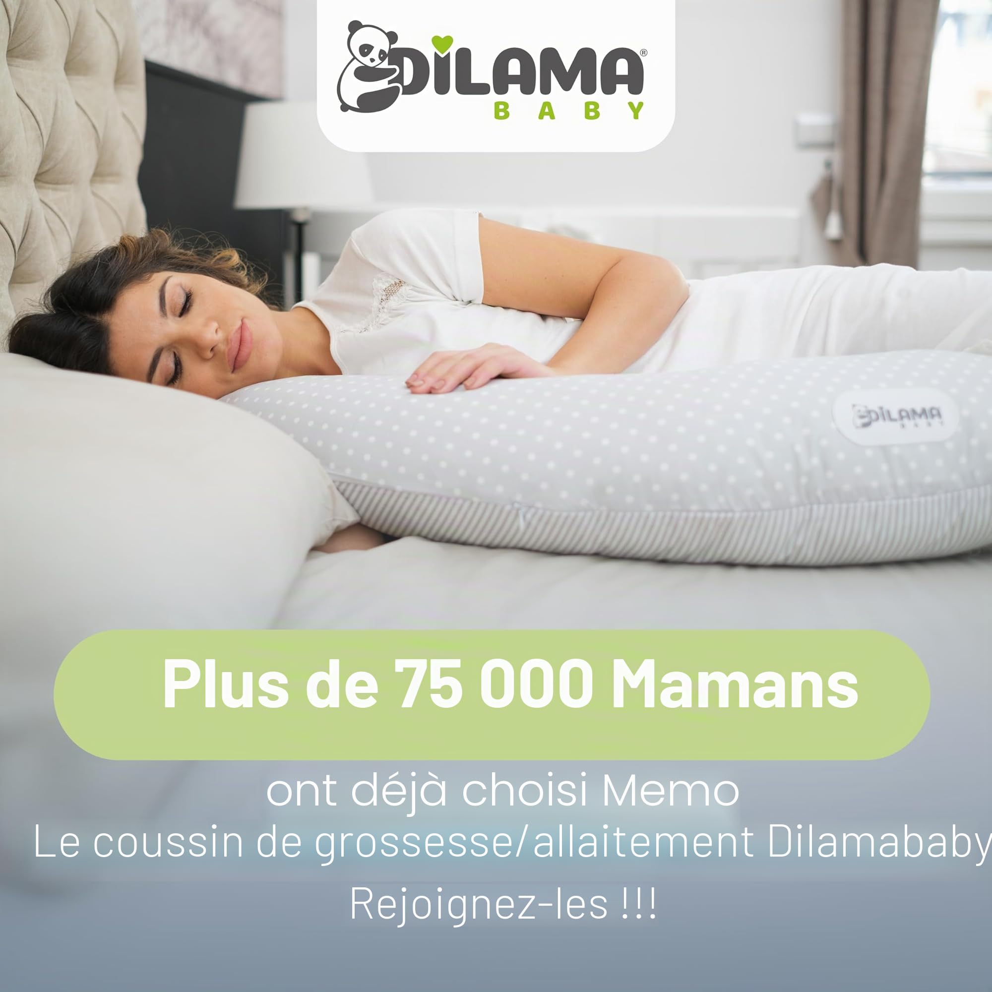 Dilamababy Coussin de Grossesse et d’Allaitement en Flocons de Mousse Mémoire et Boules de Fibre – Oreiller de Maternité Ergonomique – Housse Coton Amovible – Fabriqué en Italie