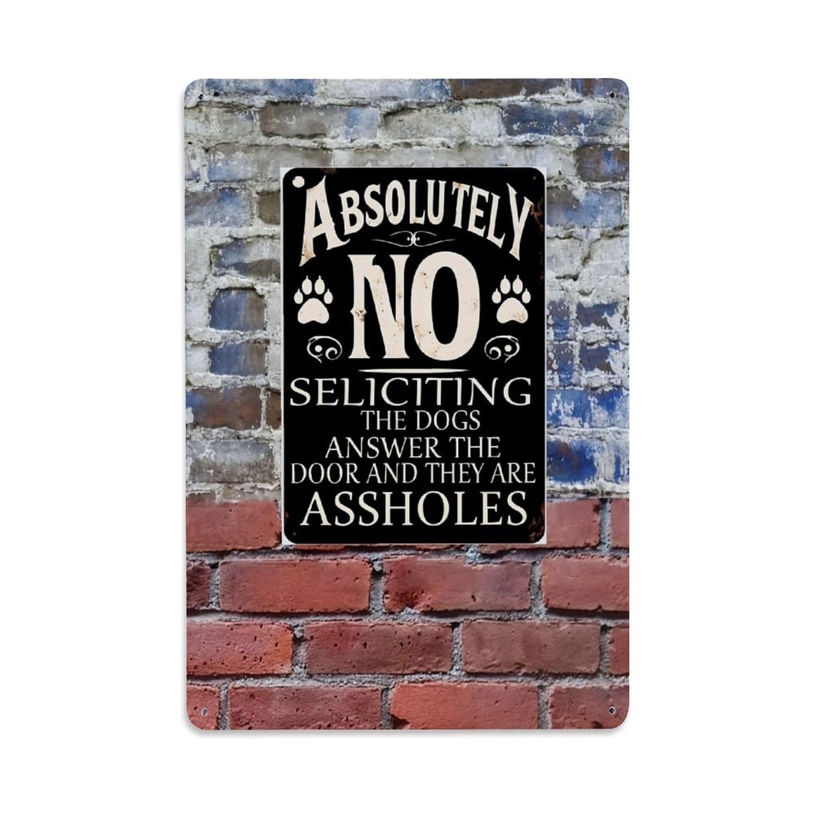 Jdfenggu Vintage Absolutely No Soliciting Sign_1 Retro Metal Tin Sign, Metal Poster For Bar, Home, Man Cave, Kitchen, Laundry Room Art Decor 8X12 Inch