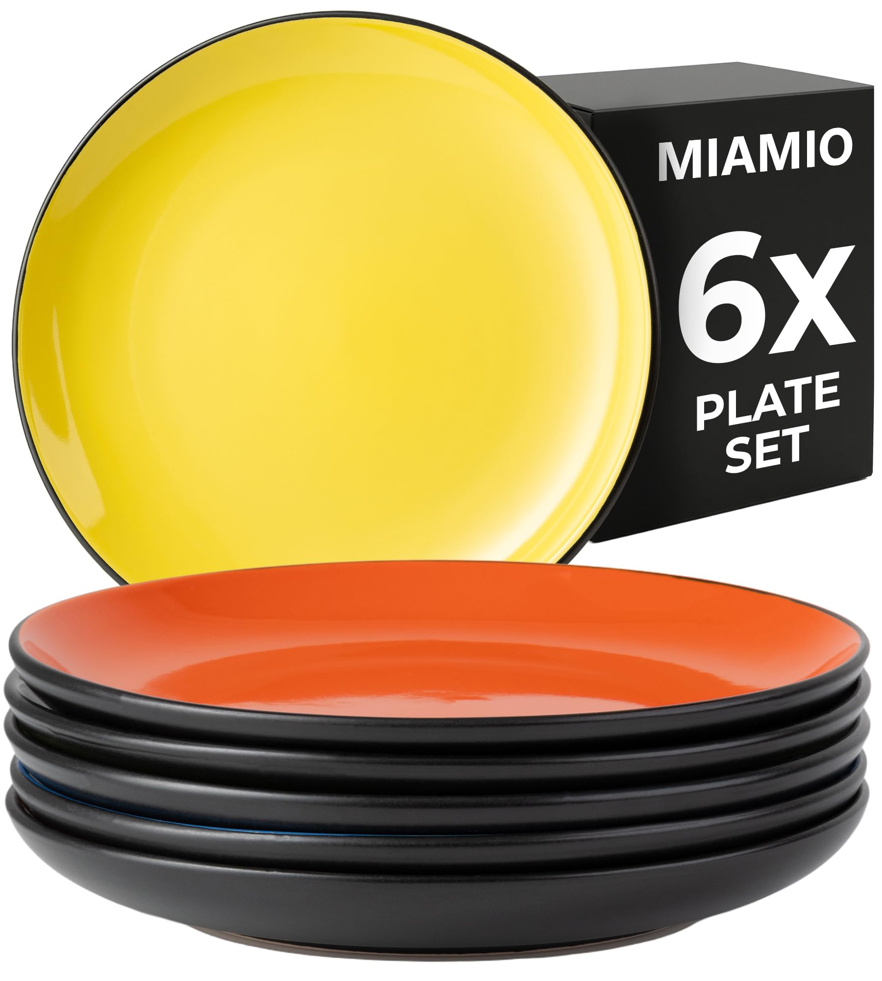 MIAMIO - 6 x 500ml Juego De Cuencos/Tazones Exterior Negro Interior De Color - Le Papillon Colección (Multicolor) — view 37