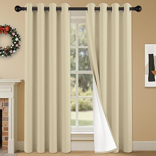 Miniatura 46 de Cortinas 100% opacas de 84 pulgadas de largo para dormitorio, sala de estar, cortinas de oscurecimiento de habitación con aislamiento térmico con