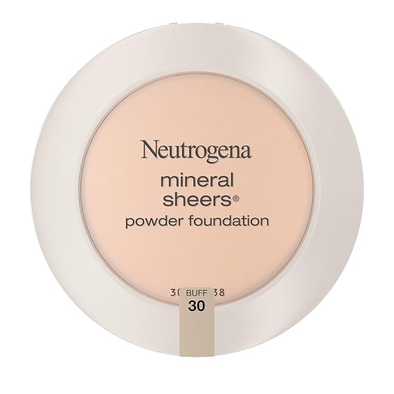 Neutrogena Mineral Sheers Compact Powder Foundation, Lightweight & Oil-Free Mineral Foundation, Fragrance-Free, Buff 30,.34 oz