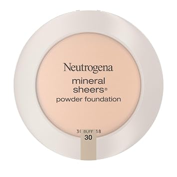 Neutrogena Mineral Sheers Compact Powder Foundation, Lightweight & Oil-Free Mineral Foundation, Fragrance-Free, Buff 30,.34 oz