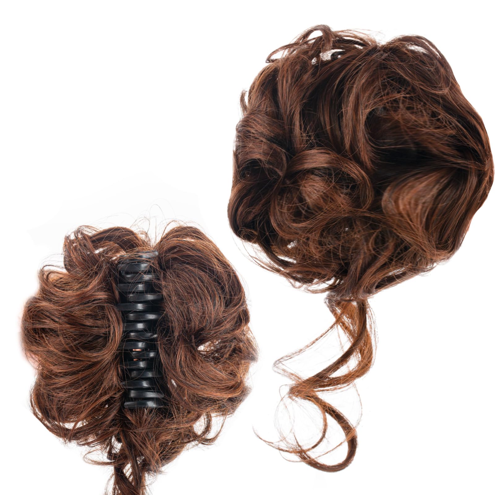 GWAWG Hair Accessories Bun Claw Clip Messy Bun Ponytail Extension Claw Clip Hair Extension Clips Hair Scrunchies for Women (Light brown)