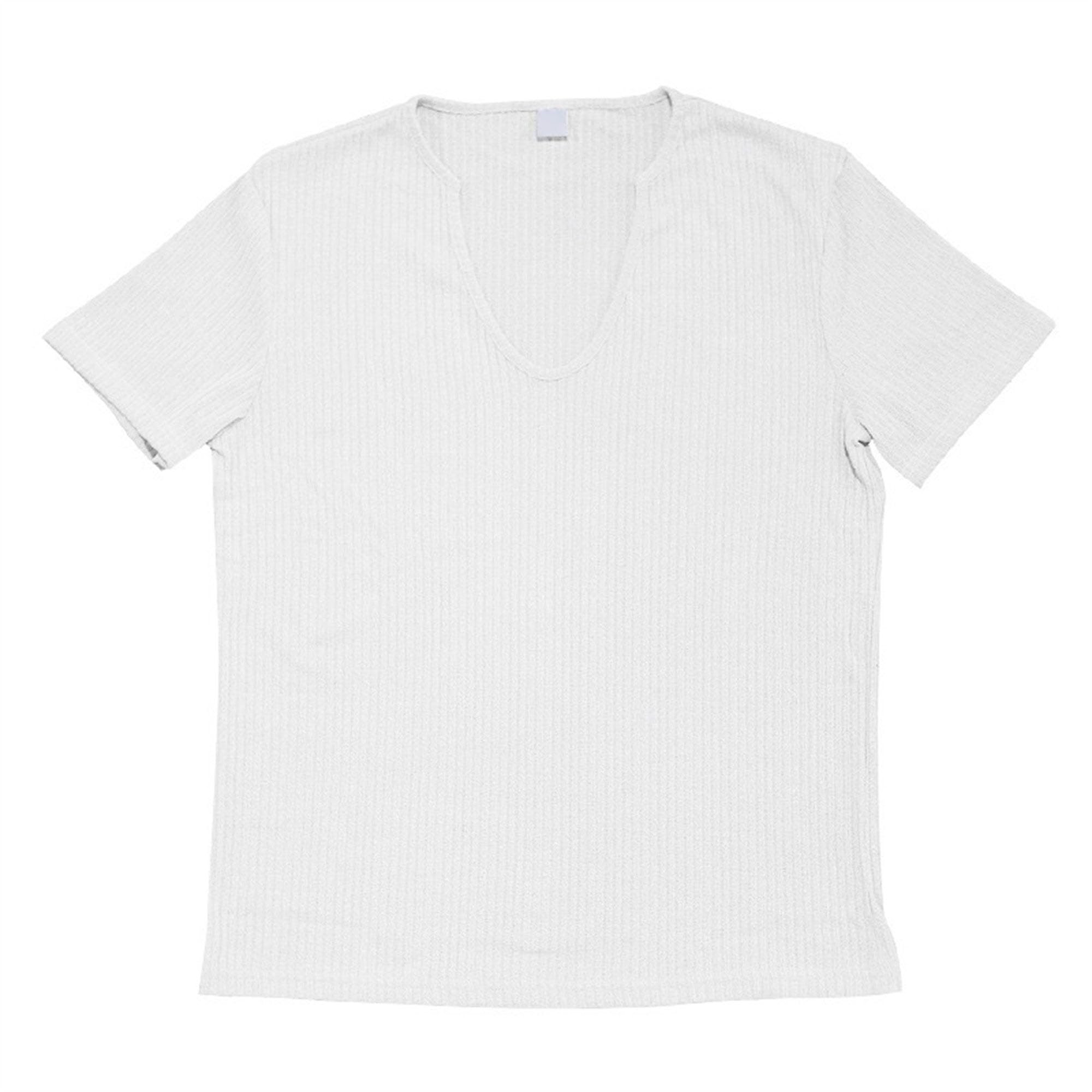 Men Classic Comfy Casual V-Neck T-Shirt Breathable Slim Short Sleeved Shirt Summer Simple Style Sport Tee (White,3X-Large)