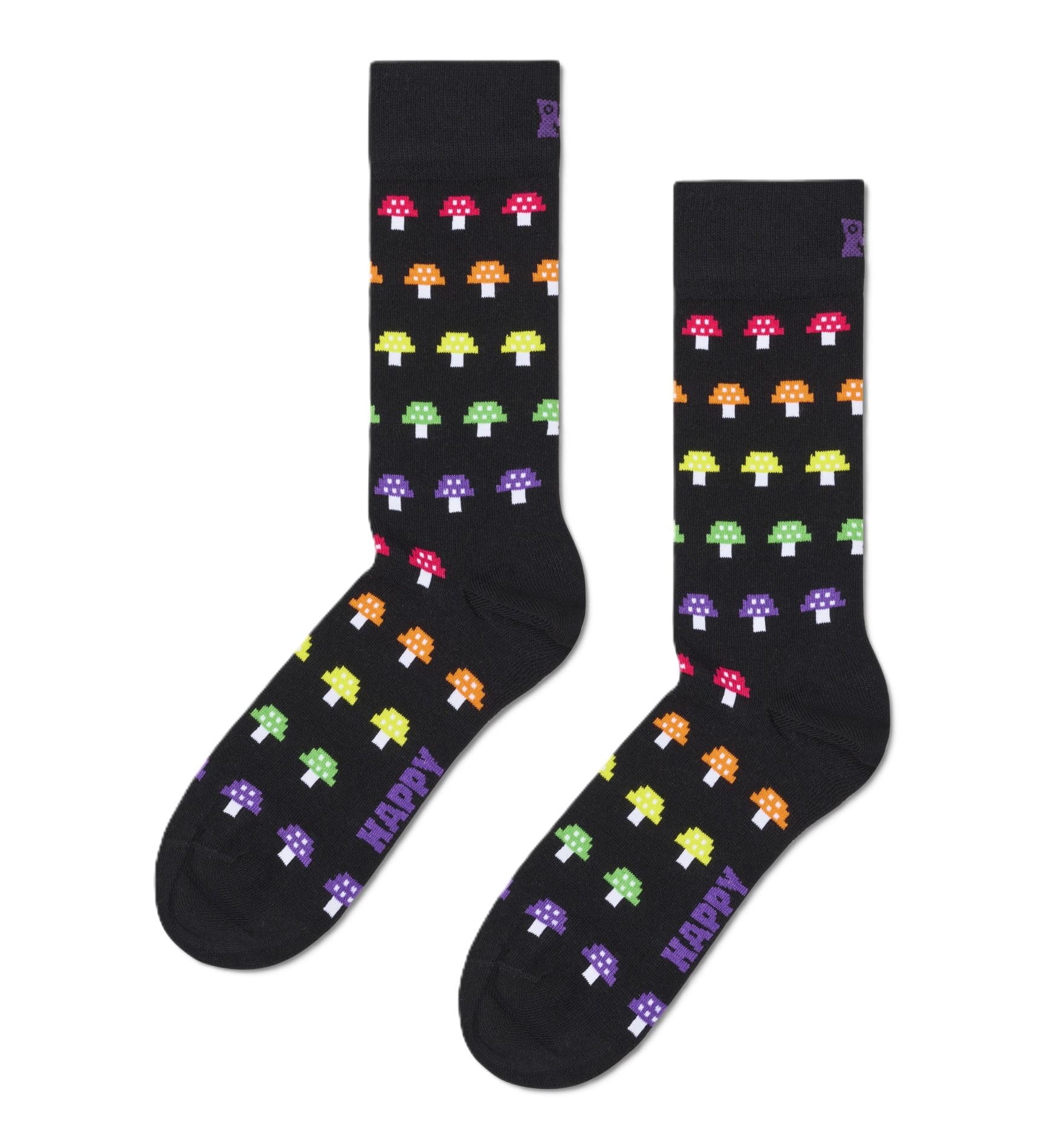 Happy Socks Mushroom Stripe Sock, Black, 41-46