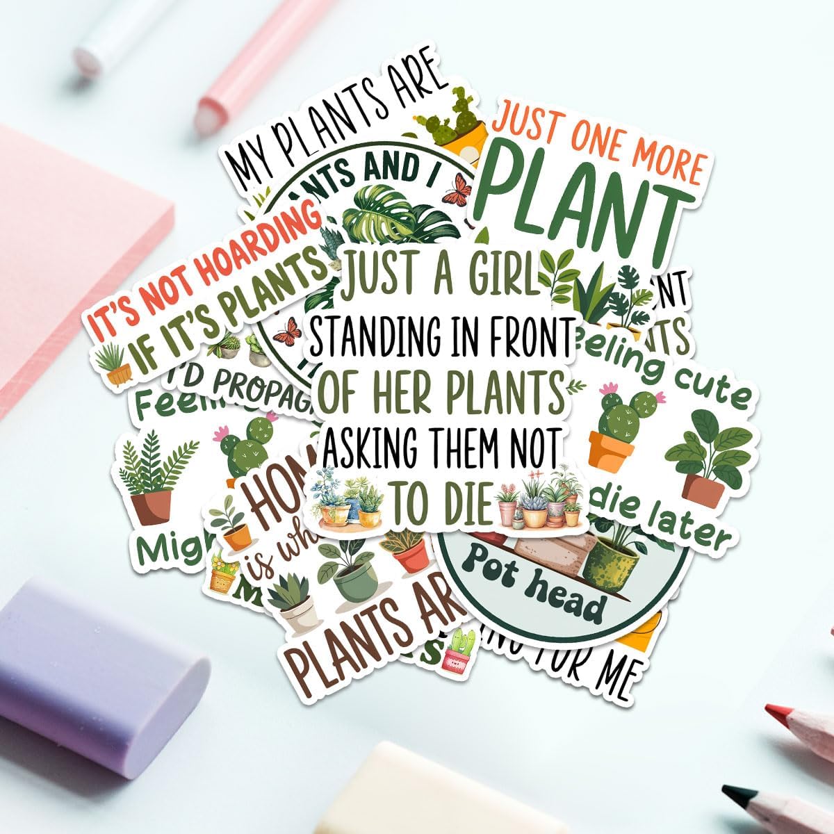 10 Pcs Funny Plant Lover Stickers – Cute Indoor Plants Vinyl Decals for Laptop, Water Bottle, Journal – Gardening Quote Stickers for Gardeners, Plant Moms, and Succulent Addicts image 2