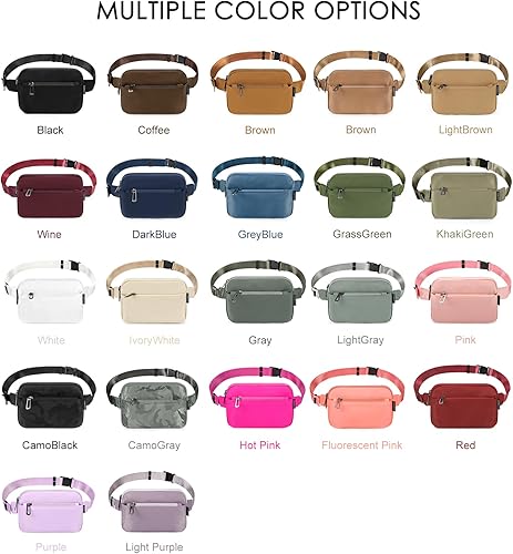 Miniatura 7 de ZORFIN Riñoneras para mujeres y hombres, bolsa para cinturón con 4 bolsillos con cremallera, riñoneras modernas, bolsas cruzadas ligeras con correa