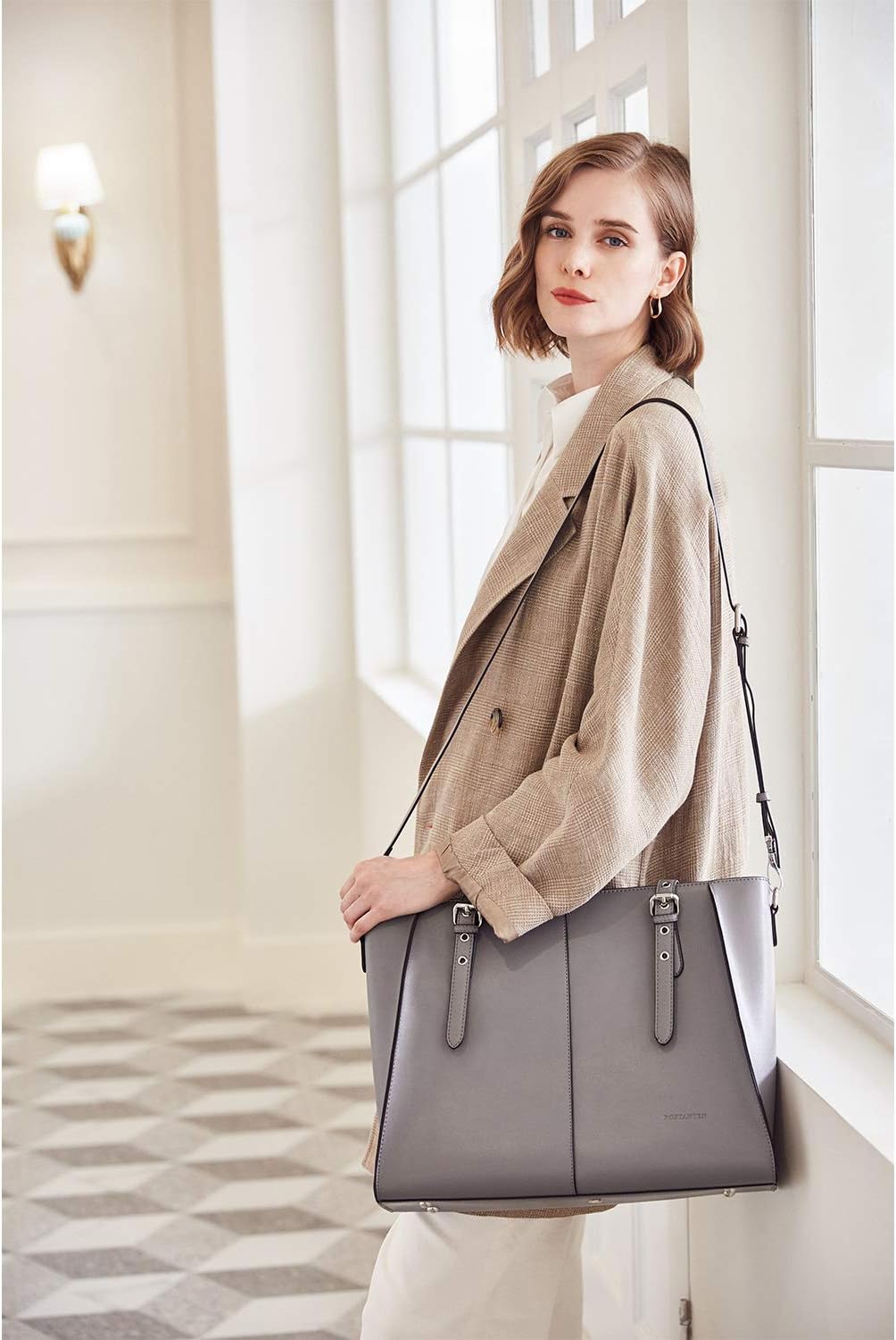 One-Day Sale: Up to 40% Off BOSTANTEN Leather Briefcase for Women 15.6 inch Laptop Tote Bag Shoulder Handbags Crossbody Business Work Purse