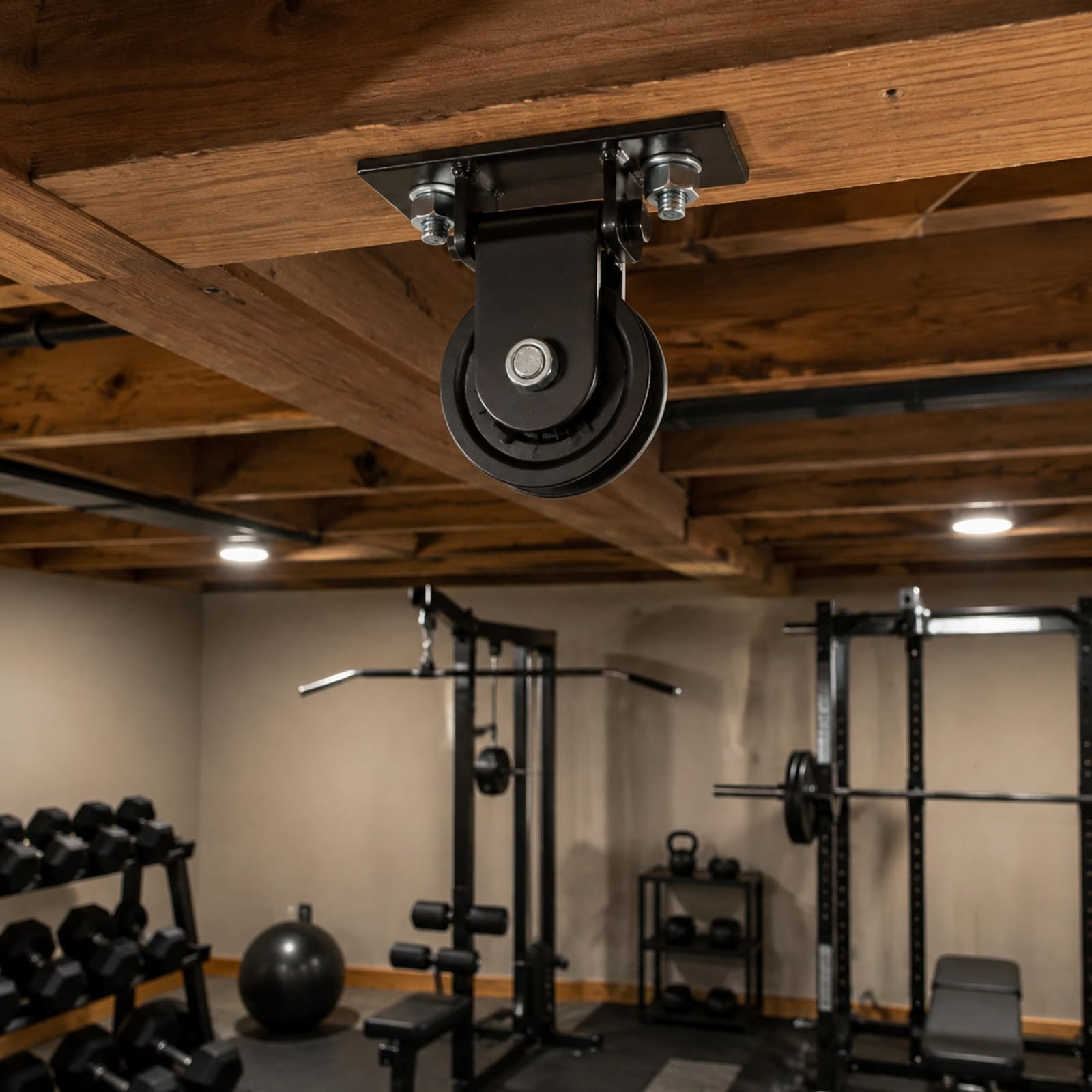 Harilla Polea Giratorio con Placa Montaje Multifuncional Polea con 3 Orificios Montaje para Gimnasio en Casa, Estilo