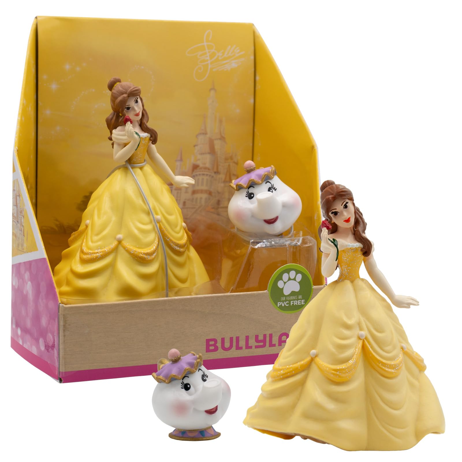 Bullyland 13436 - Set de Figurines de Jeu, Walt Disney Belle - Belle et Madame Pottine, Figurines peintes à la Main, sans PVC
