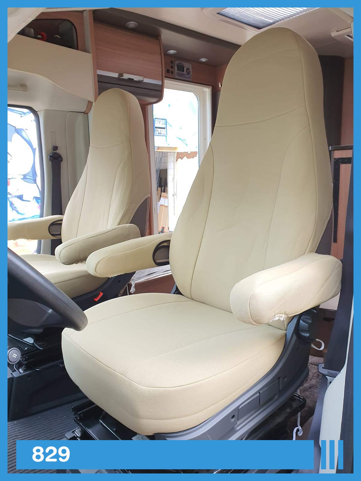 Bremer SITZBEZÜGE Fundas de Asiento compatibles con Autocaravana, Conductor y copiloto, número de Color: 829 (Beige)