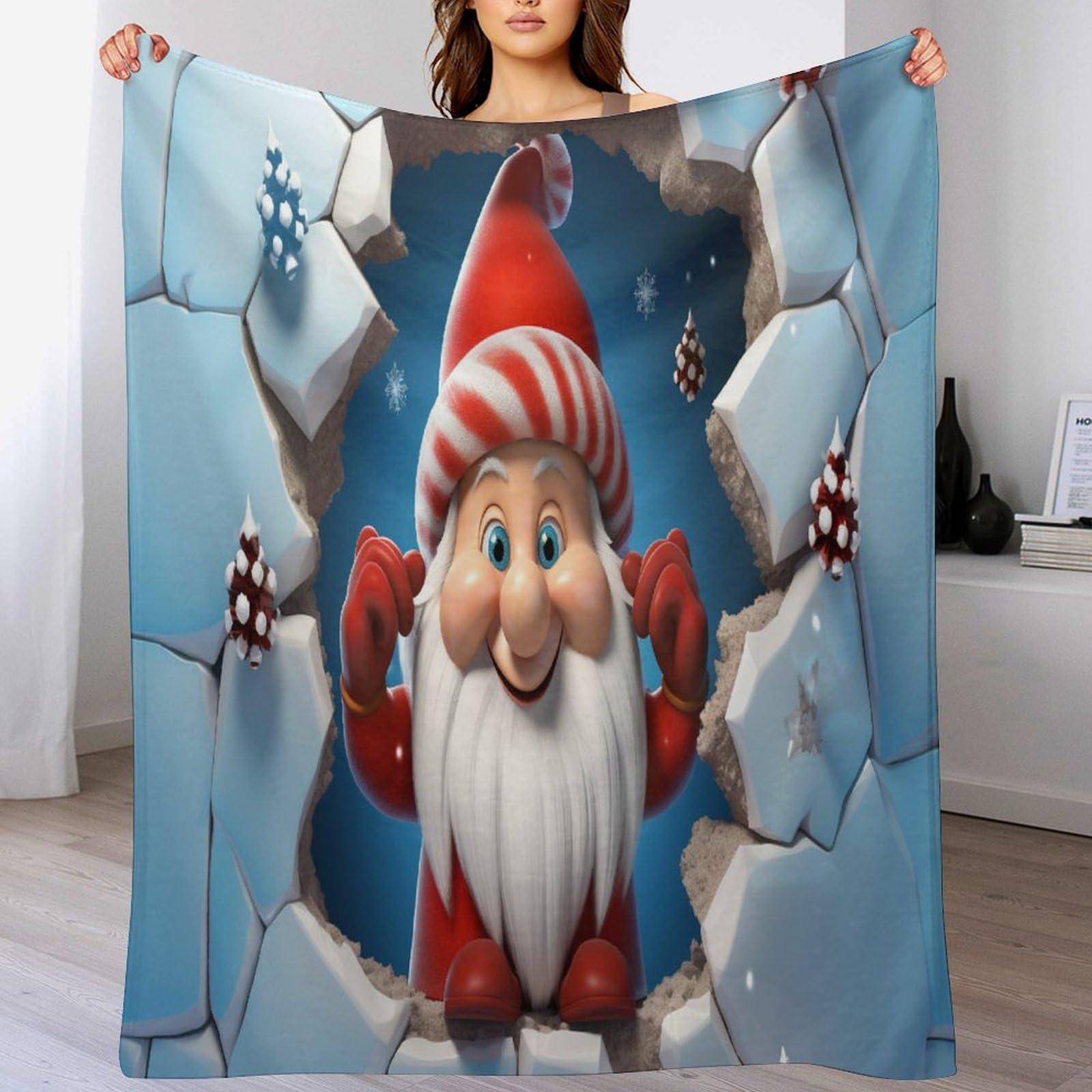 Couverture plaid Noël polaire 100x130 cm en peluche douce de canapé