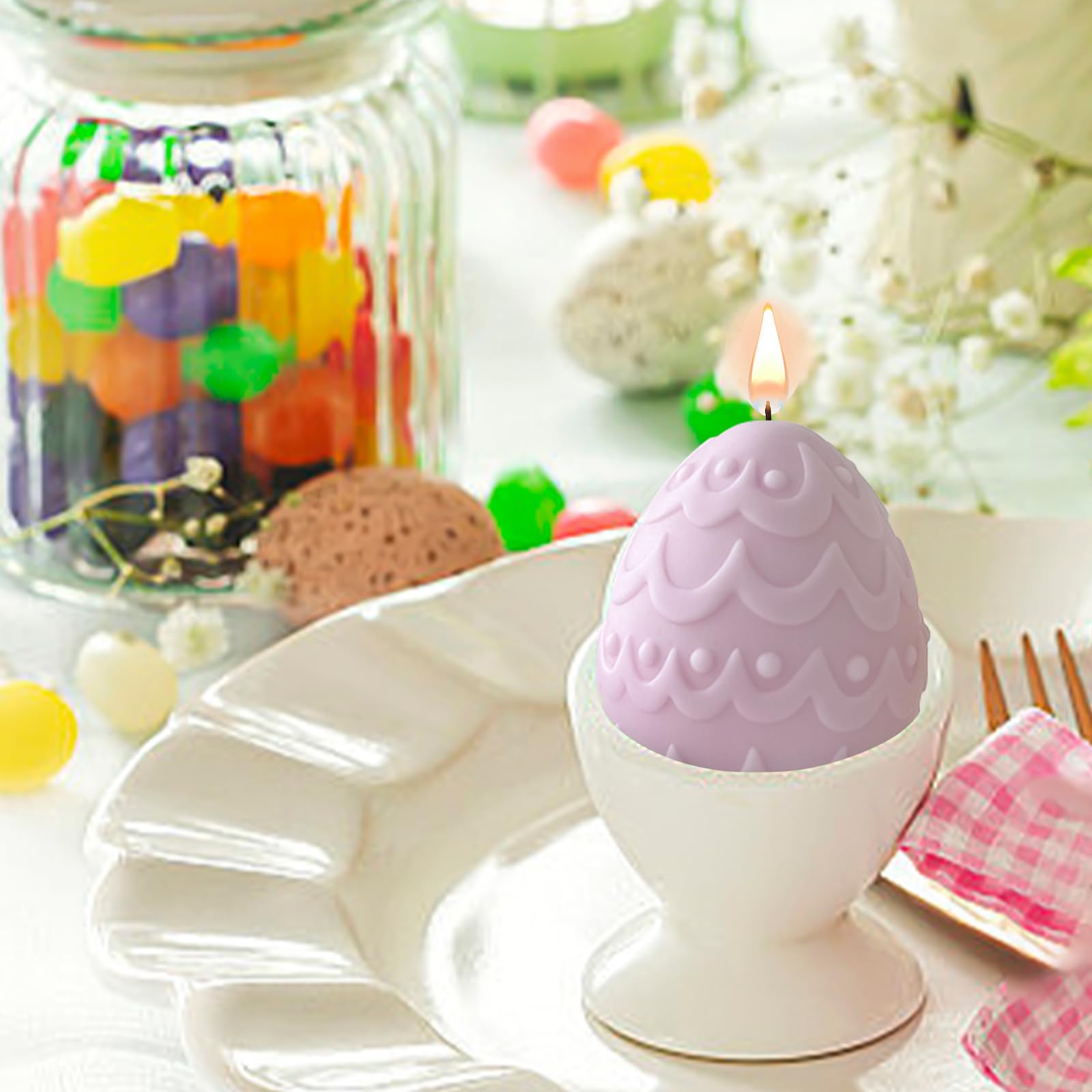 STAMPO SILICONE UOVO DI PASQUA Cod.2da 5,7cm per GESSO FIMO SEGNAPOSTO