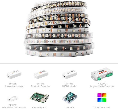 Miniatura 6 de BTF-LIGHTING RGBW RGB + blanco frío SK6812 (Similar WS2812B) direccionable individualmente 1 m 144 (2X72) LED flexible Tira LED de 4 colores en 1