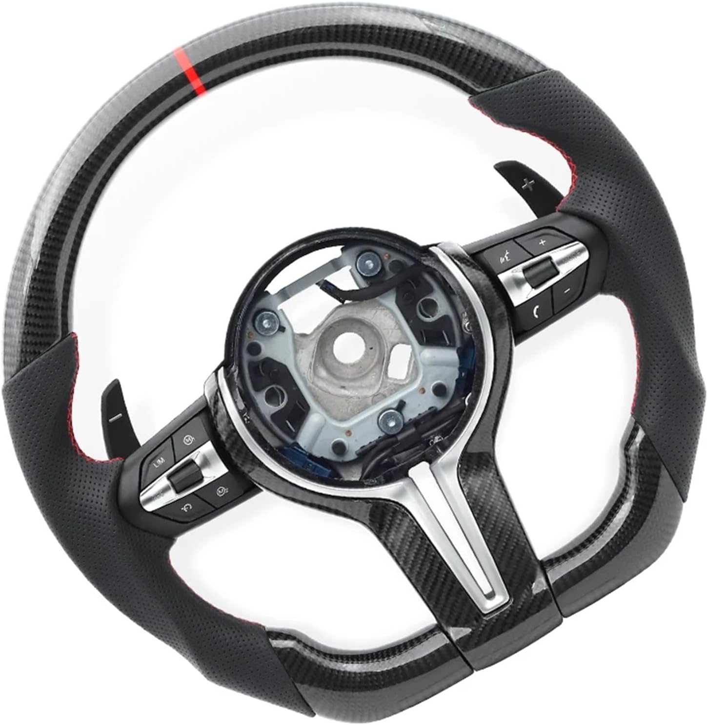 Car M Sport Steering Wheel Fit Compatible With BMW F30 F10 F32 F36 F20 E90 E91 E92 E60 E61 M3 M5 Carbon Fiber Accessories(Style 01-M6)