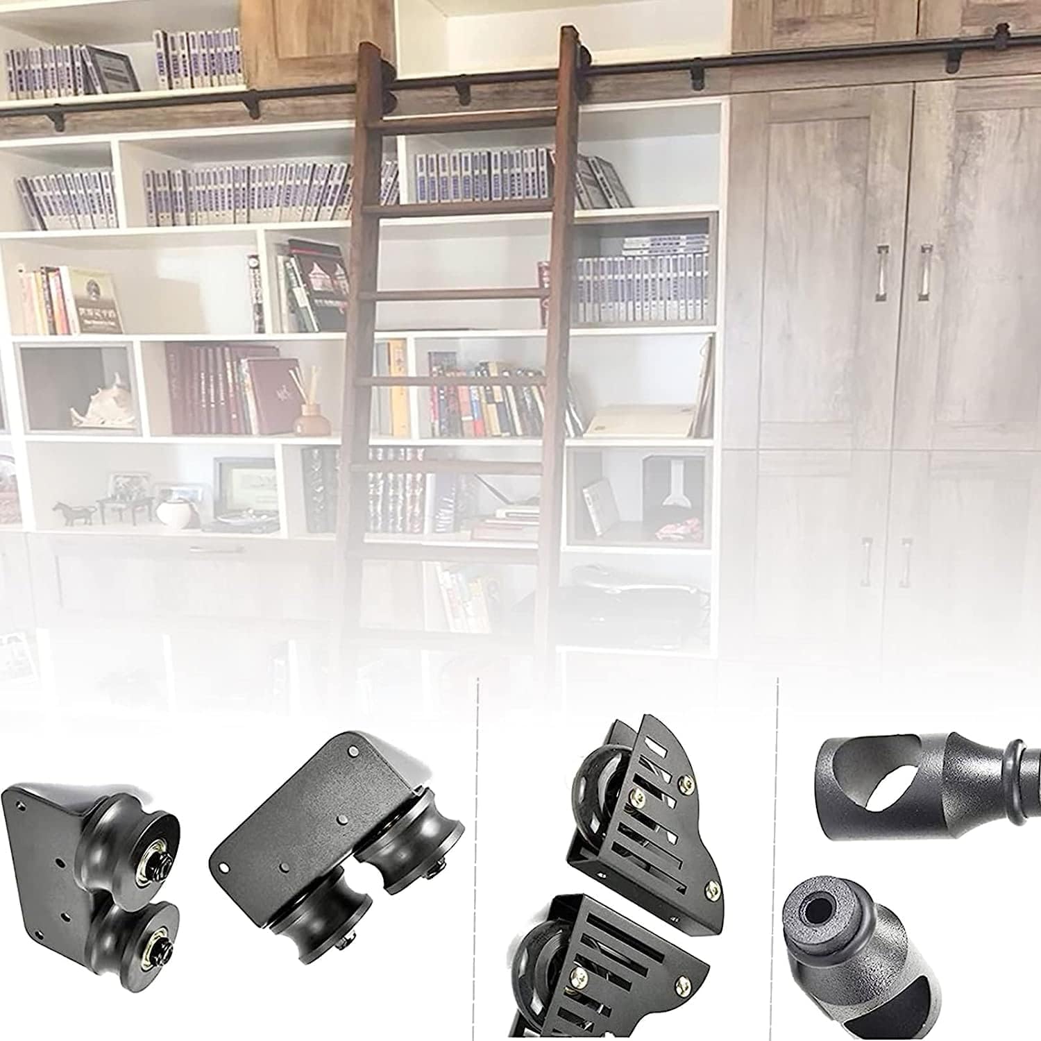 Kit quincaillerie pour porte de grange coulissante haut de gamme en acier mat