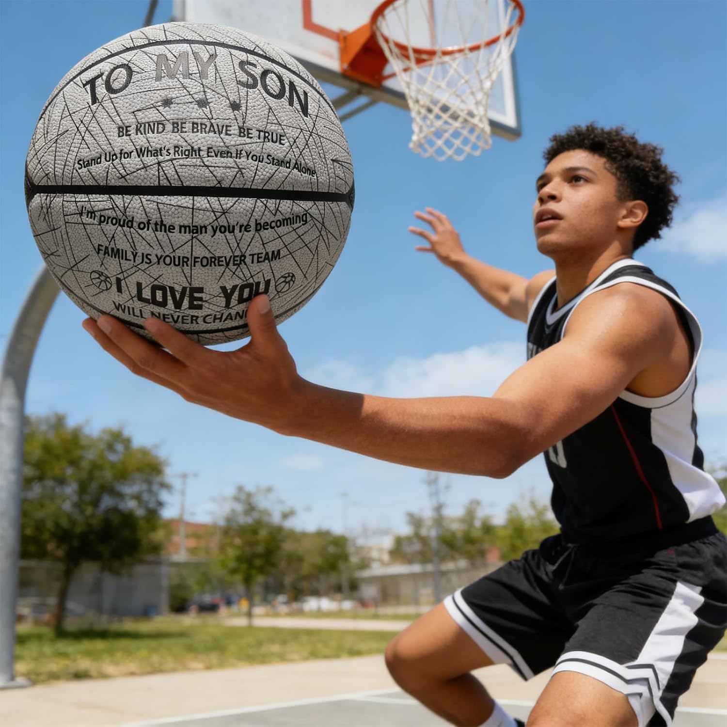 New Gift for Son Holographic Reflects Basketball Glow in The Dark Light-Size 7 Official,Includes Air Pump &Premium Perfect for Christmas Birthday Sports Gifts