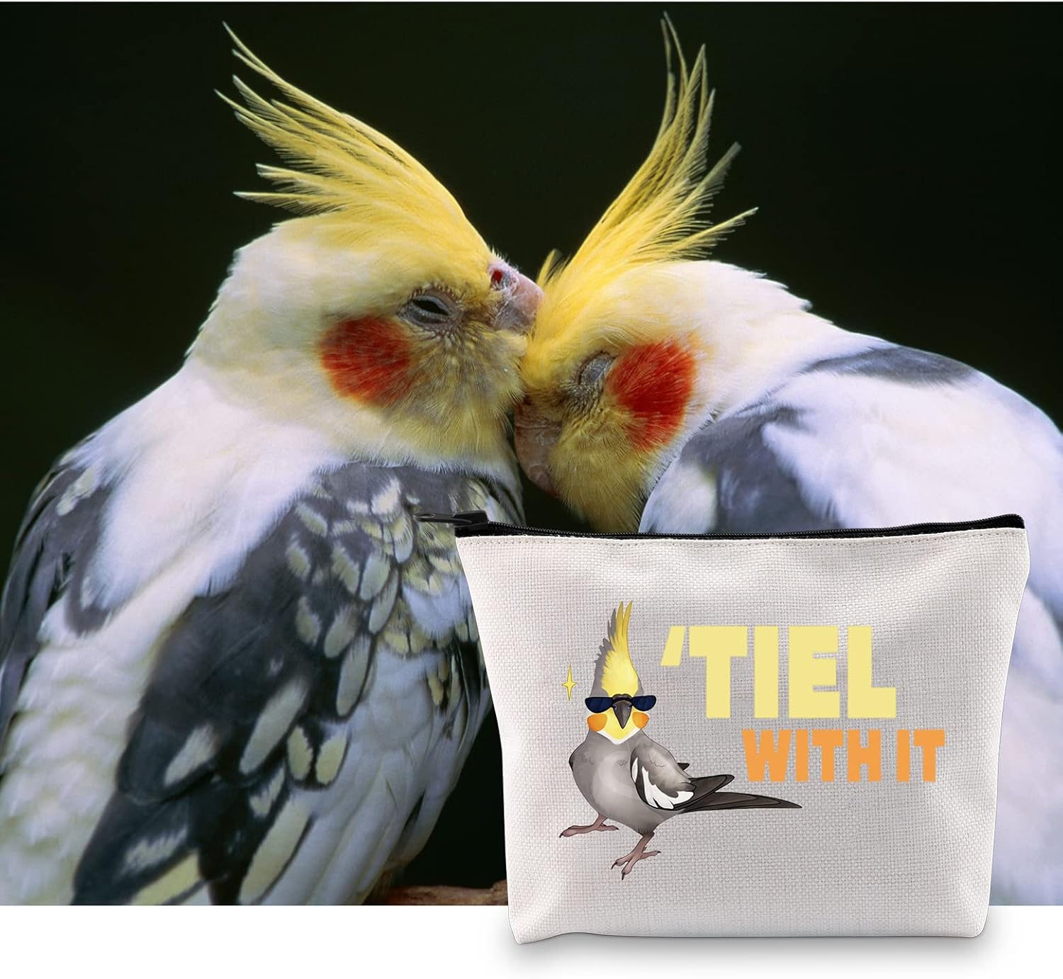 G2TUP Cockatiel Lover Gift Cockatiel Makeup Bag Tiel With It Cosmetic Bag Cockatiel Parrot Bird Owner Gift Bird Lover Travel Pouch (Tiel With It White Bag) - Image 7