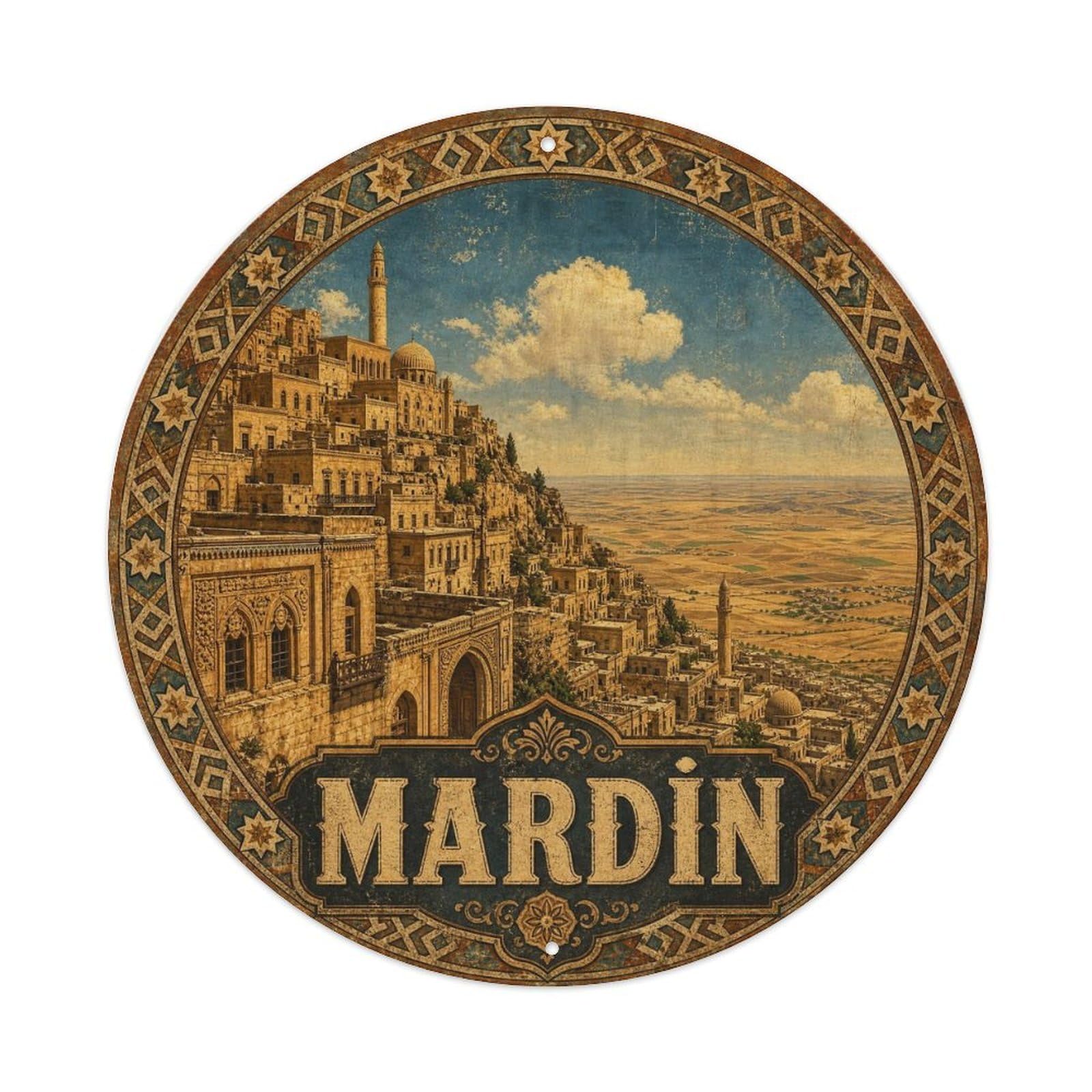 Mardin Stonecity Turkey Travel Heritage Graphic Metal Tin Sign
