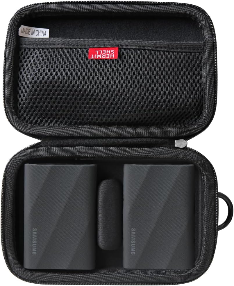 Hard Travel Case for Samsung Portable SSD T9 Portable SSD 4TB/ 2TB/ 1TB, USB 3.2 External Solid State Drive (for 2 Hard Drives)