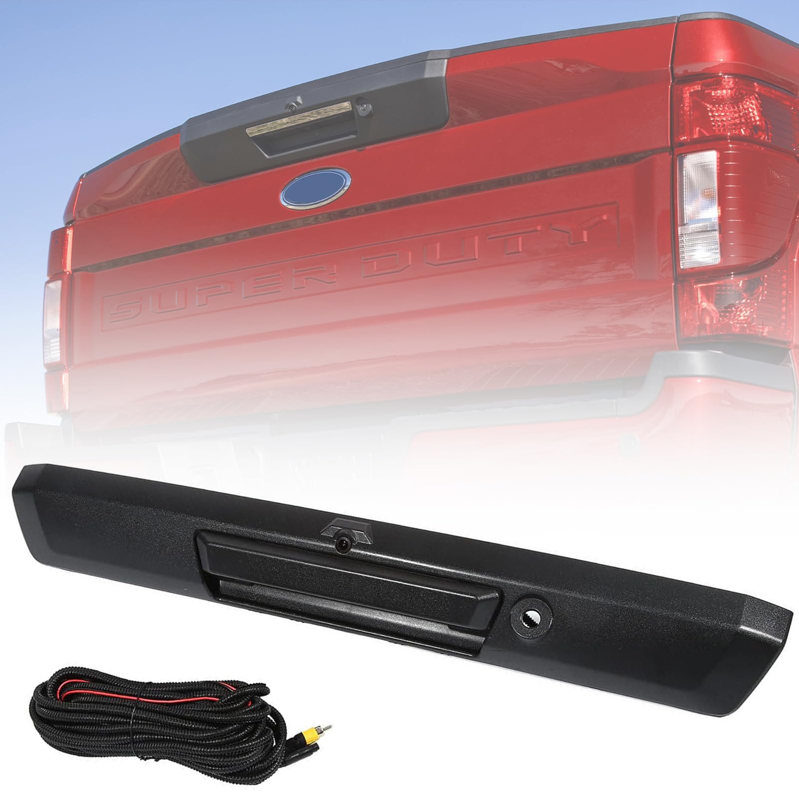 Tailgate Handle with Backup Camera for 2017-2022 Ford F250 F350 F450 Super Duty Without Release Button Pickup Truck Rear View Parking Reverse Camera