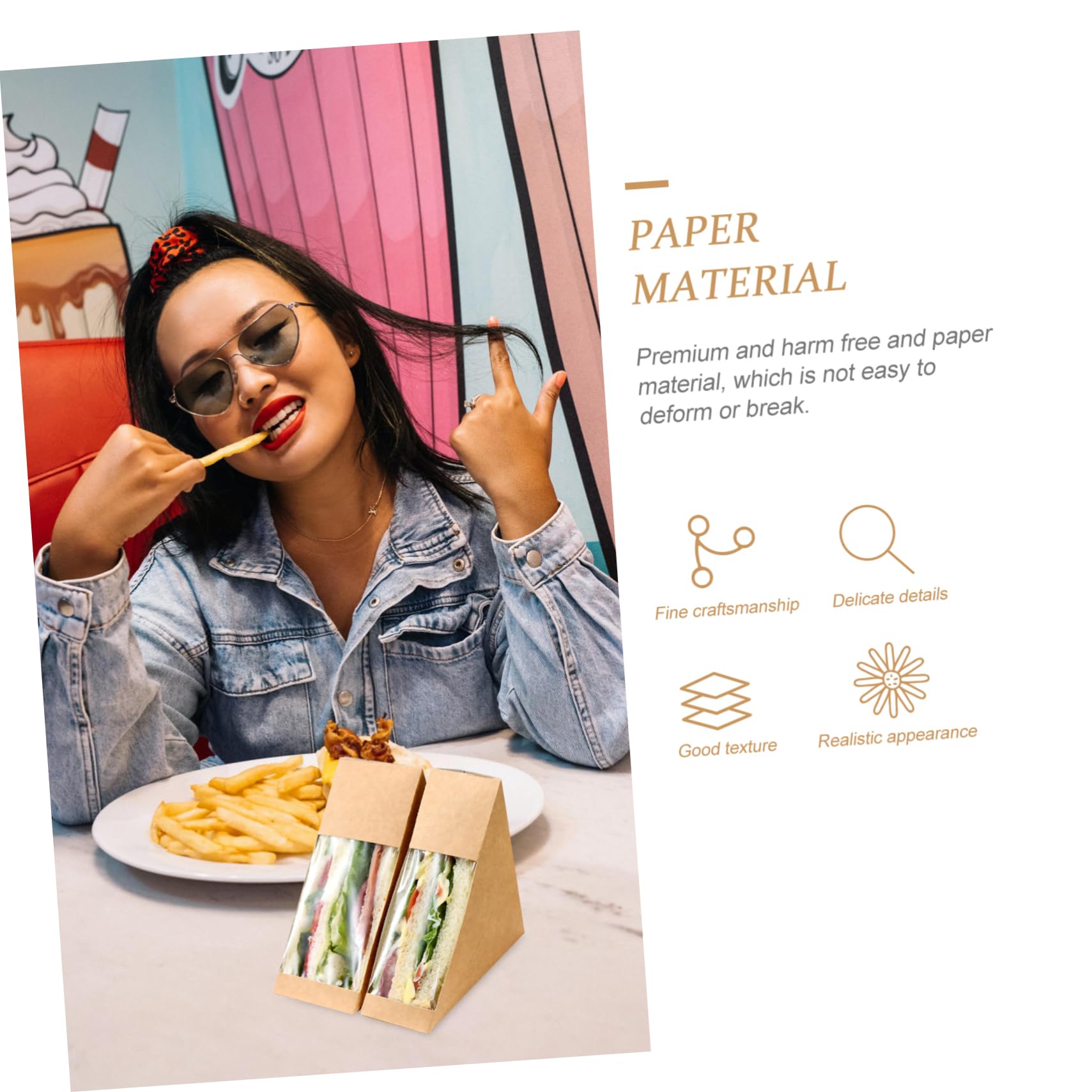 100pièces Boîtes Sandwich Triangulaires Papier Kraft Recyclé Lot De Boîtes à Sandwichs Portables Avec Fenêtre Transparente Adaptées Aux Desserts Et Collations Pour Bureau