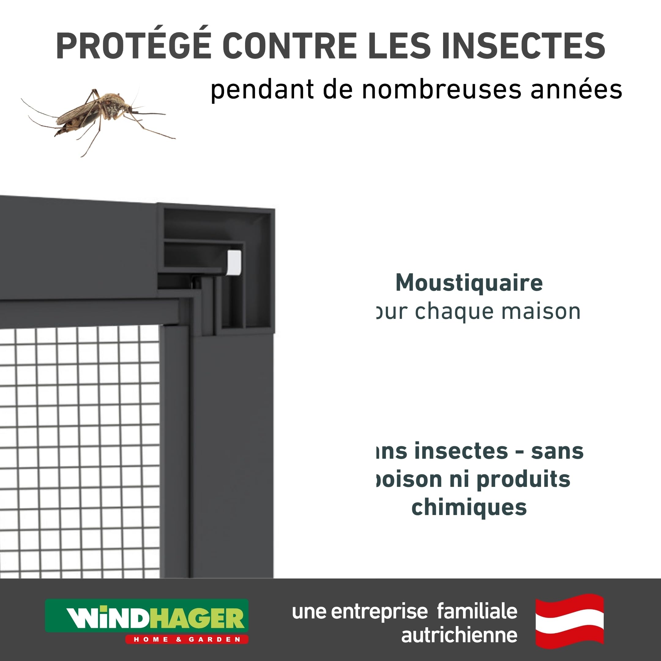 Windhager Moustiquaire Cadre Flexi Fit pour Fenetres, Fenêtres Télescopiques sans scies, 130 x 150 cm, Anthracite