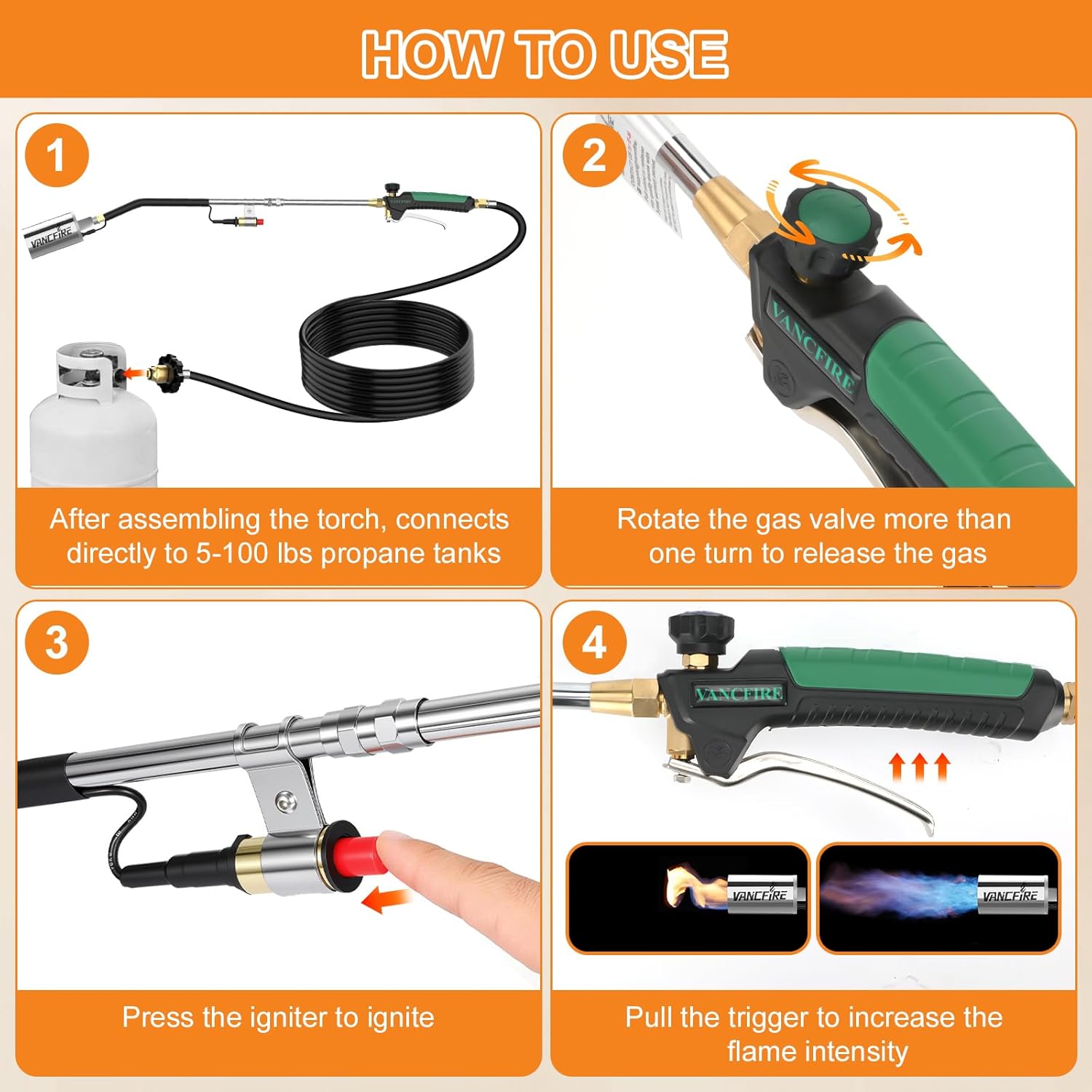 Propane Torch Weed Burner Kit,Weed Blow Torch with Storage Bag, Heavy Duty Flamethrower with Igniter & Turbo Trigger and 10 FT Hose for Weeding,Roofing, Melting Ice/Snow