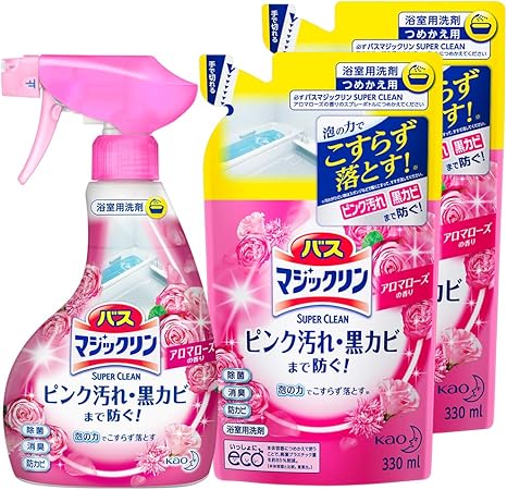 Amazon まとめ買い バスマジックリン 泡立ちスプレー Superclean アロマローズの香り 本体 1個 替 2個 マジックリン ドラッグストア