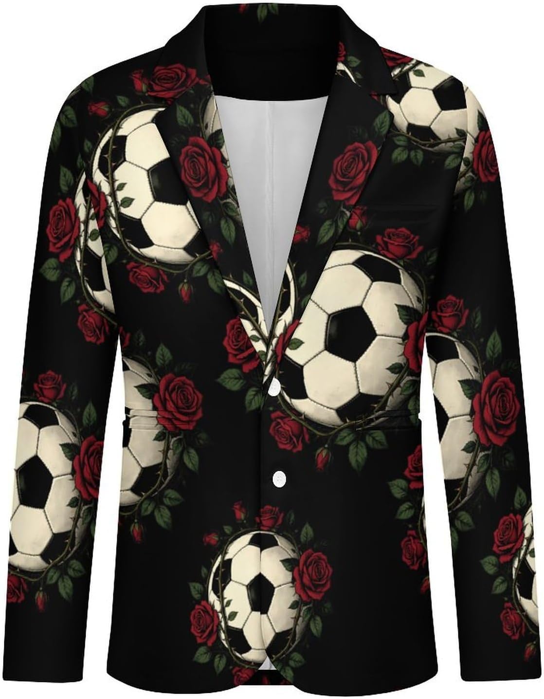 Rose Soccer Ball Men's Suits Two Buttons Blazer Casual Suit Coat Wedding Business Jackets