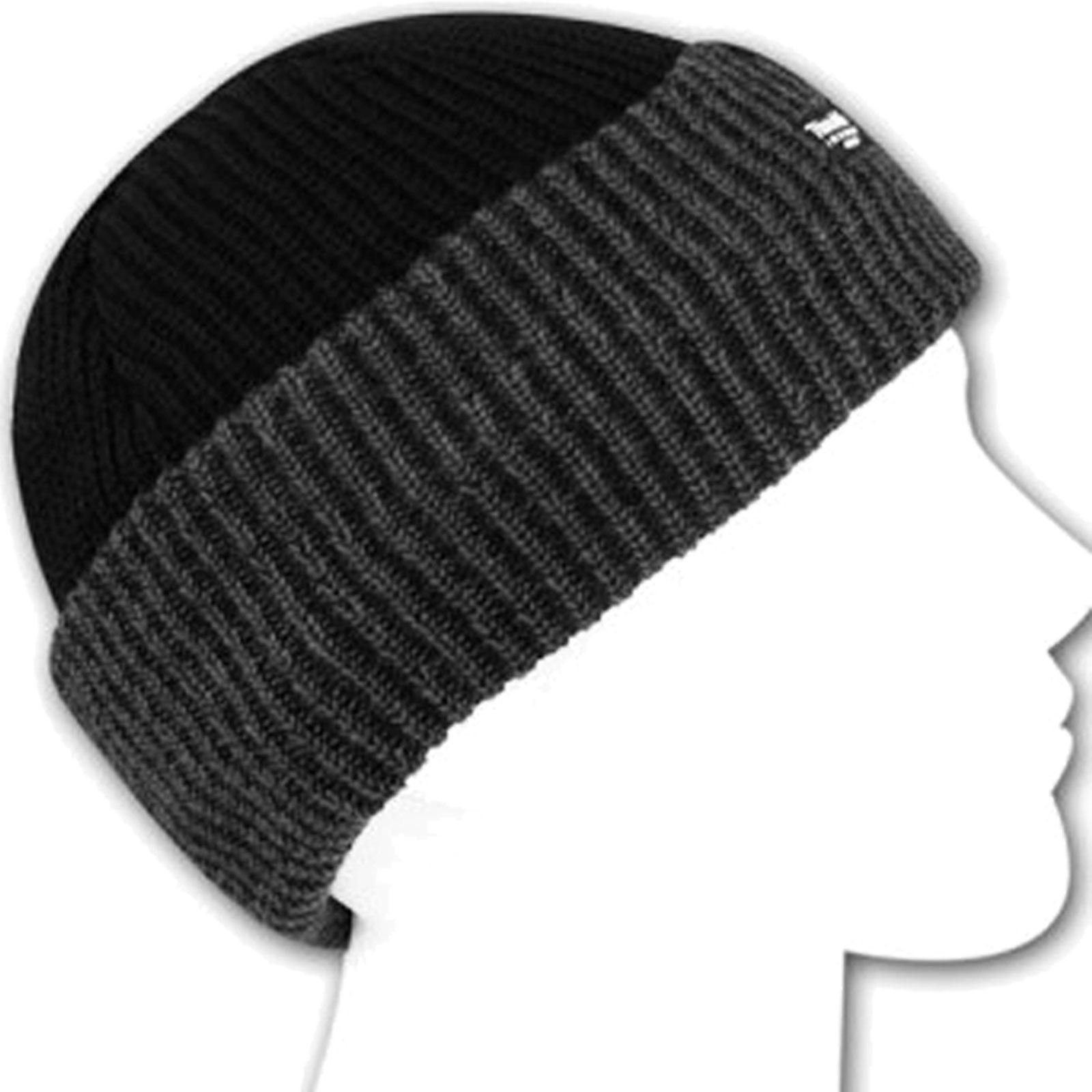 Ga Communications Men's Grey & Black Thinsulate Hat Ribbed Lined Thermal Insulated Chunky Knit Winter Ski Beanie[Charcoal Grey,]