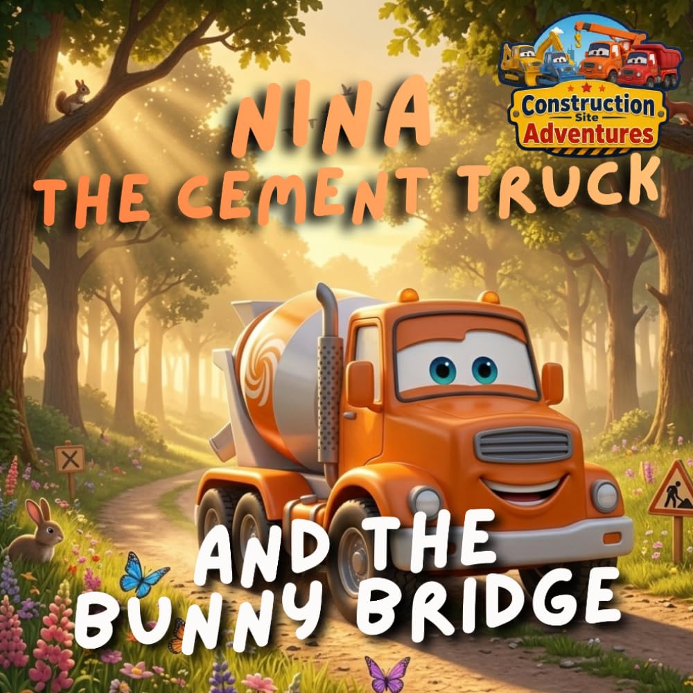 Nina the cement truck and the bunny bridge: Construction Site Adventures - Illustrated Book for Children Ages 2-5