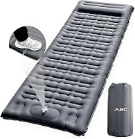 A2C 4.7" Thick Camping Sleeping Pad with Foot Pump & Built-in Pillow - Extra Wide, Durable Support for Hiking & Tent Camping, Grey