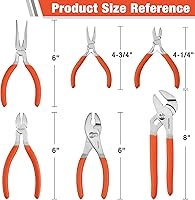 Vista 7 de ValueMax 6-Piece Pliers Set, Includes 6 Inch& 4-3/4 Inch Long Nose, 6 & 4-1/4 Inch Diagonal, 6" Slip Joint, 8" Groove Joint Pliers, Dipped Handle