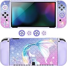 DLseego Coque Compatible avec la Switch OLED,Coque Souple pour Switch sur Le thème de l'océan de rêve Coque Switch OLED Coque Protection Switch OLED avec 4 Thumb Grip Caps,Violet
