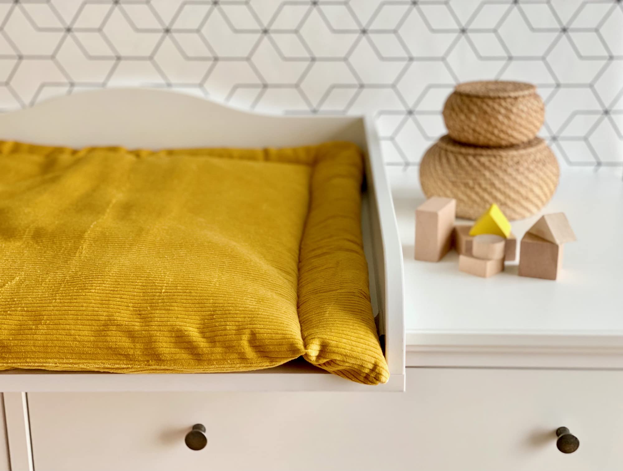 KraftKids Cambiador en pana ancha, color amarillo, 85 x 75 cm