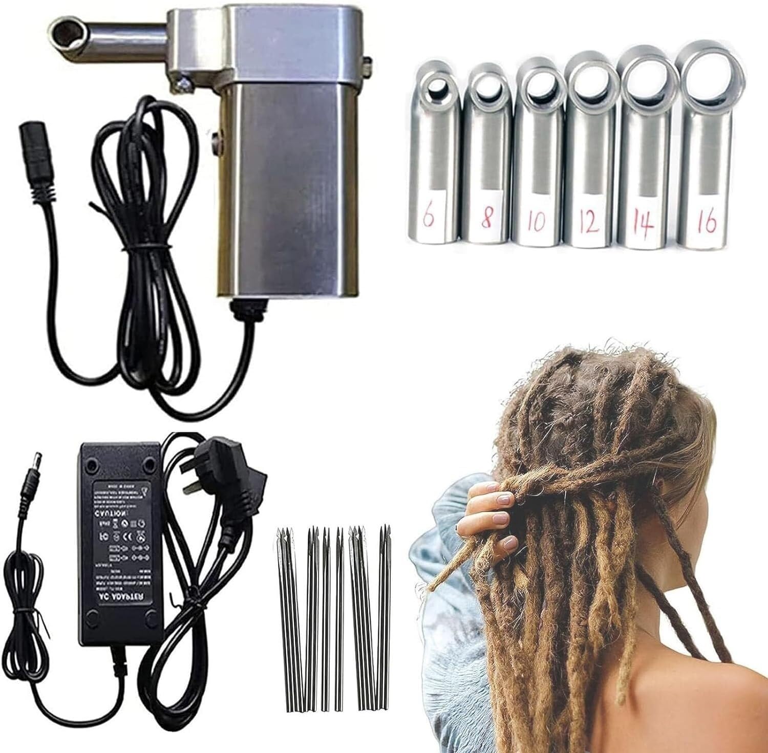 Máquina for Hacer rastas instantáneas, máquina automática for Hacer Cabello instantáneo con 20 Agujas, máquina trenzadora de Ganchillo de 6-16mm(16mm)