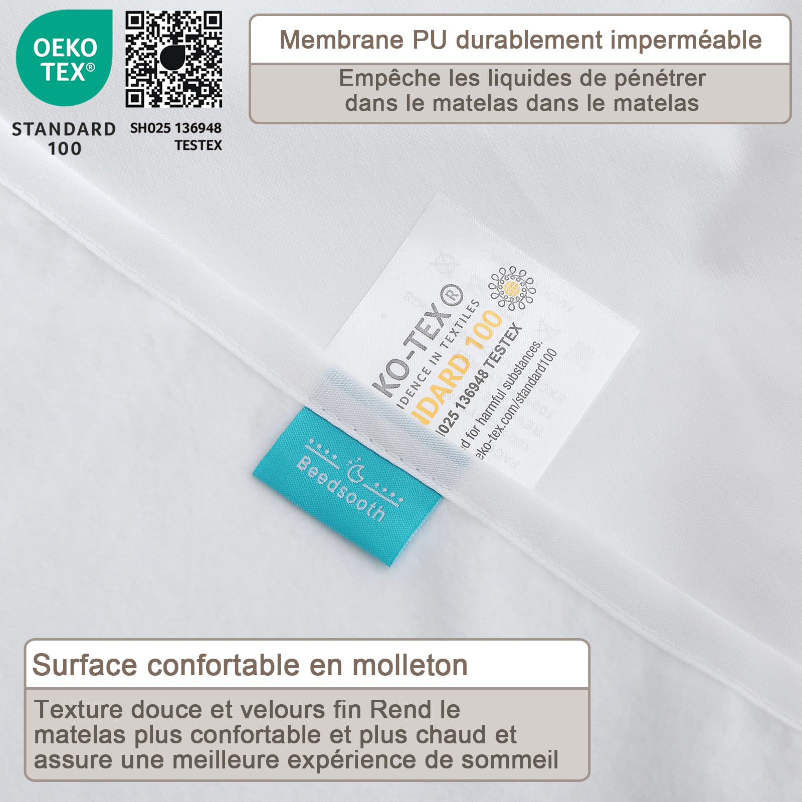 Protège-matelas Imperméable Certifié Oeko-Tex - Alèse Housse Respirante, Bonnet 30 Cm, Pour Lit Bébé Ou Adulte - 9