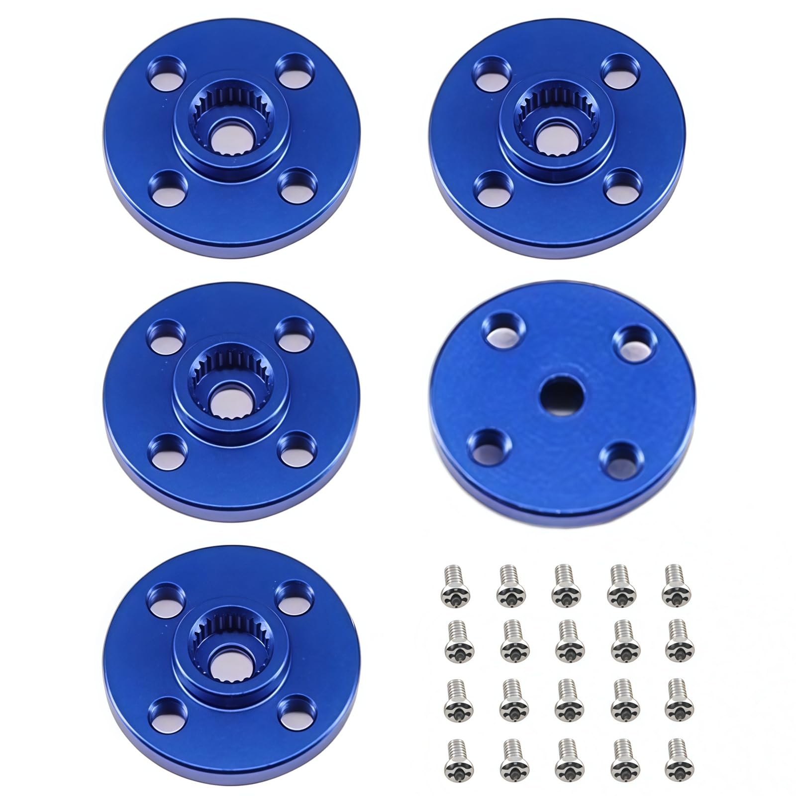 MiJunHD 5Pcs Metal 25T Servo Horn Round Shaped Aluminum Alloy Servo Arm Horn Servo Disc with Screw RC Car DIY Robot MG995 MG996R CNC Standard Kit (Blue)