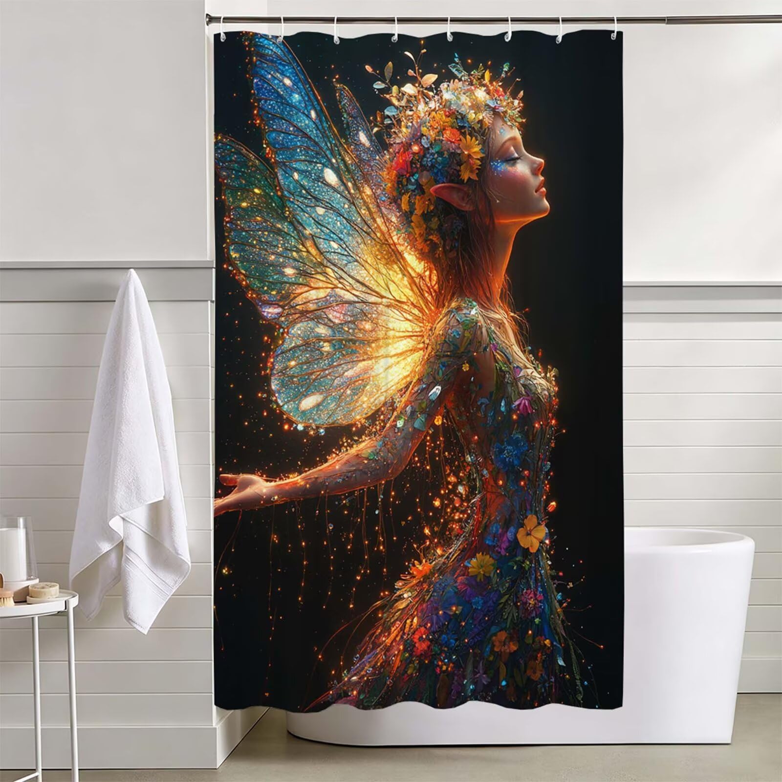 Schwarz Duschvorhang, 160x200cm Duschvorhang Badewanne L-16