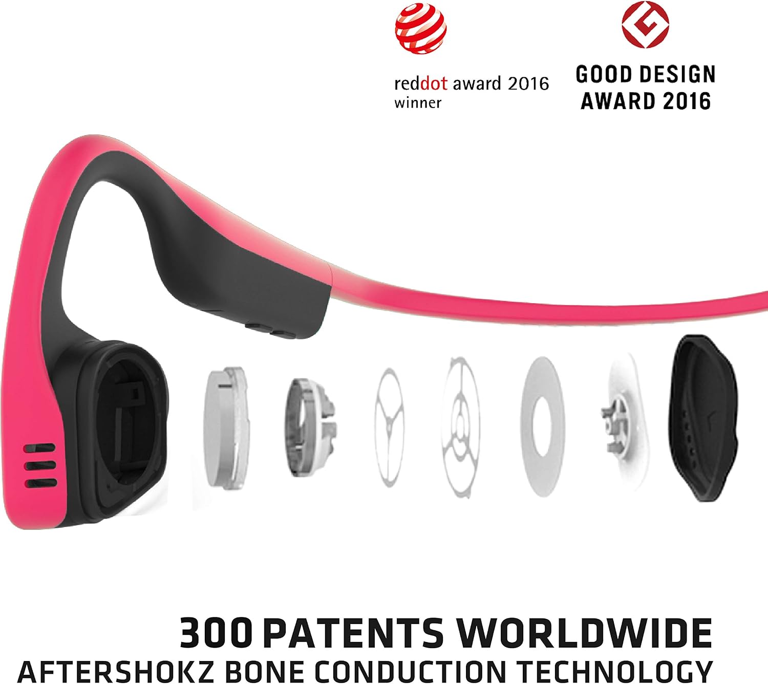 AfterShokz Titanium Bone Conduction Wireless Bluetooth Headphones (Standard, Pink)
