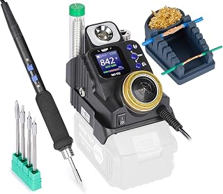 WEP 982-VI 2 Cordless Soldering Station for Makita 20V Battery Bundle with WEP S200 Gray Soldering Wire Holder 6 V-shaped grooves with 5 C235 Compatible Tips, 10g Solder Wire for Soldering Wires