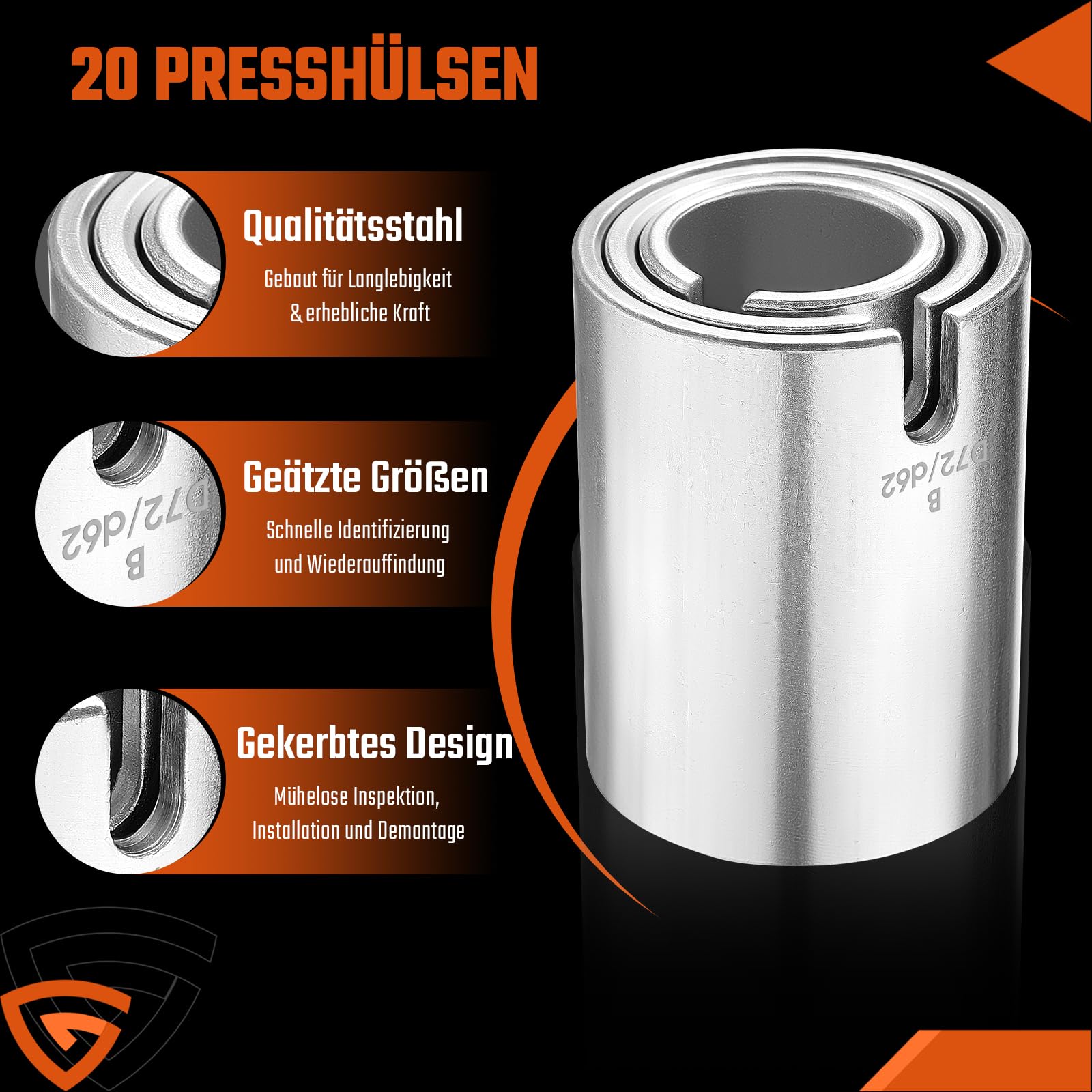 GEARMONSTER Set di 26 manicotti a pressione, cuscinetti in gomma, estrattori estrattori, cuscinetti in gomma silenziosi, 34 – 82 mm, sostituzione/rimozione dei cuscinetti delle ruote e delle boccole