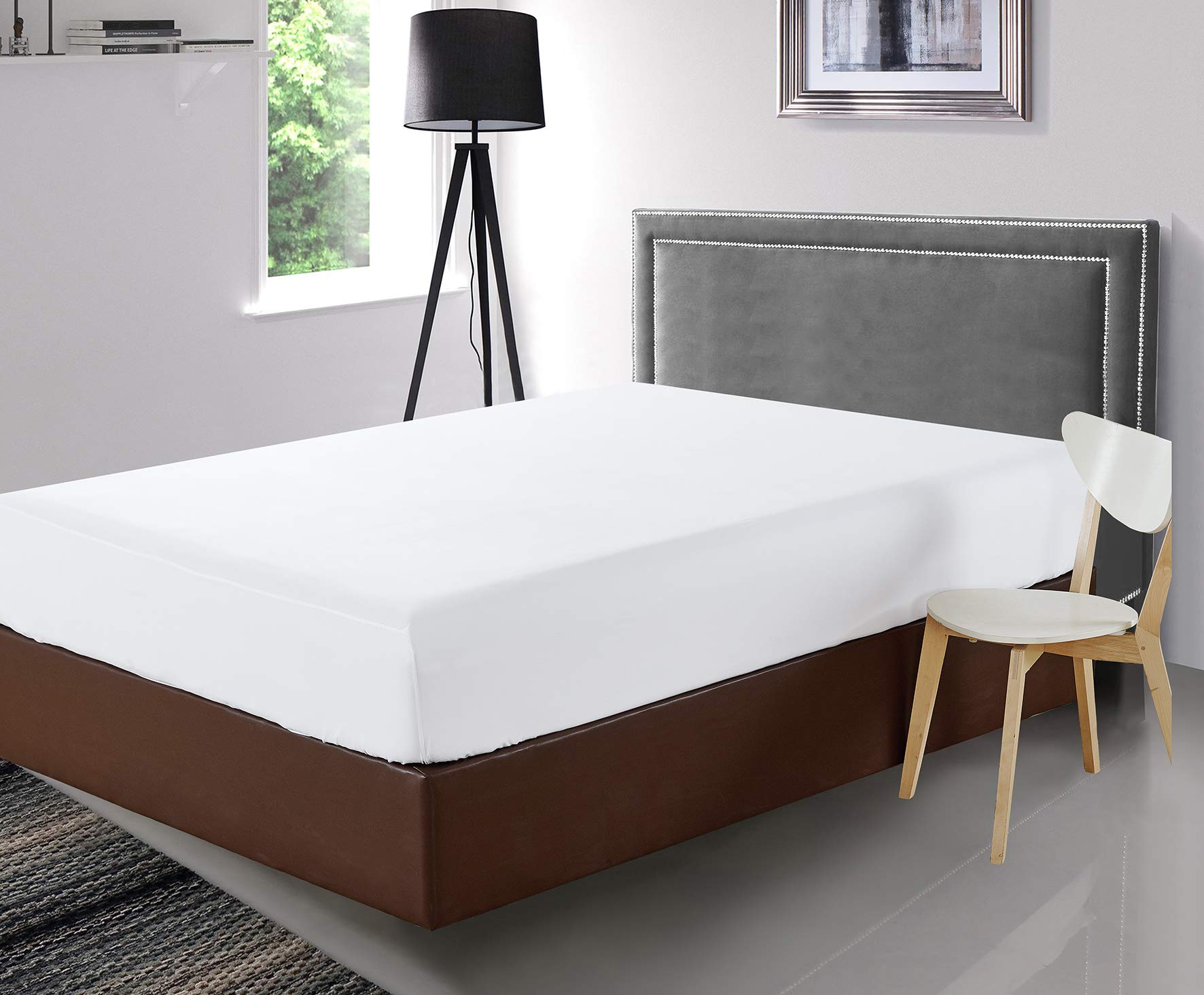 Silky Soft Microfiber Fitted Sheet - Elastic Deep Pocket Fitted Sheet, King White