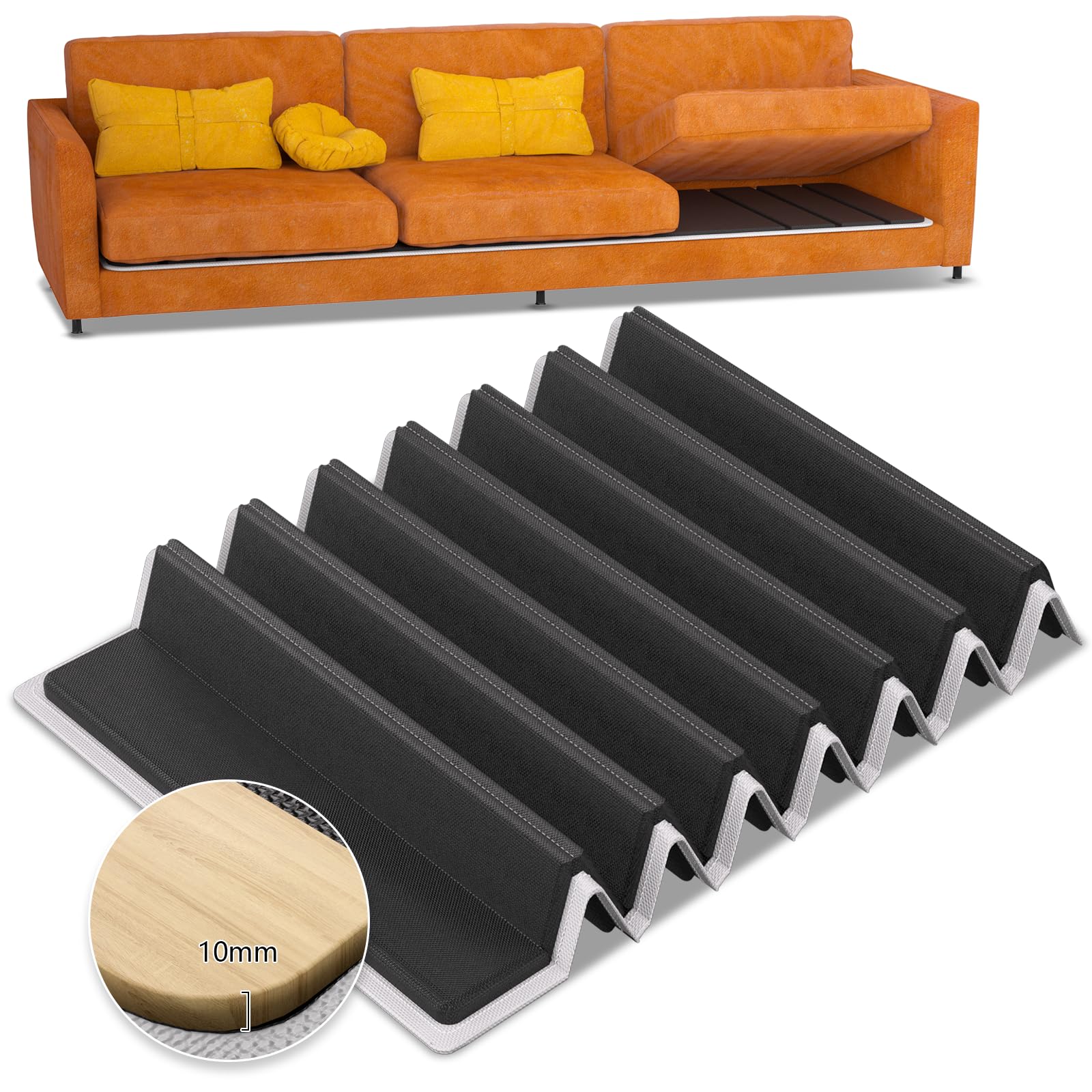 Soporte de cojín para sofá de madera, tabla grande de 167,5x43 cm para asiento hundido