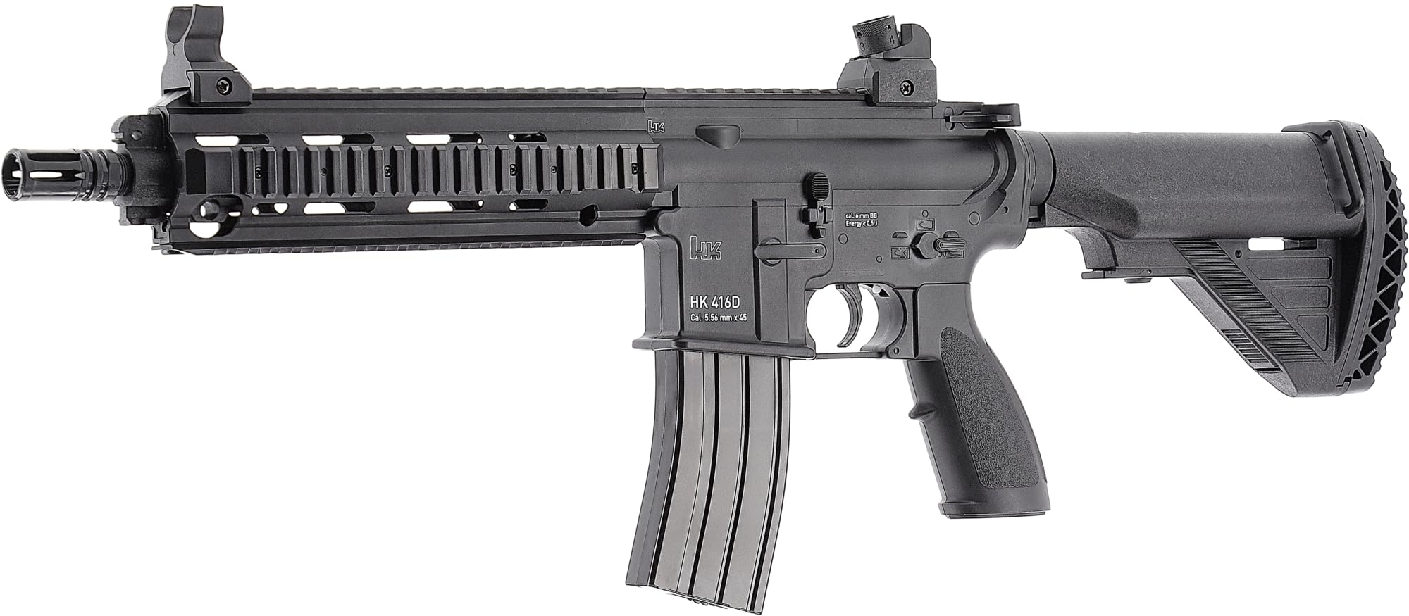 HECKLER & KOCH Fucile Airsoft HK416-D Umarex- RIF.2.6497-modello Elettrico - Semi/Full Auto (Fuoco a raffica) - Materiale: plastica polimerica ad Alta Resistenza - Colore: Nero-Potenza 0,5 Joule