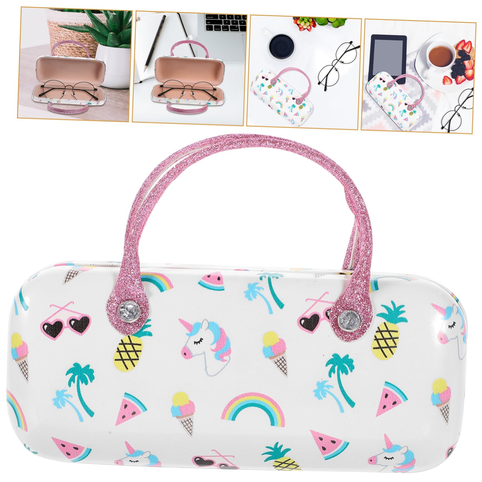 CALLARON Custodia Per Occhiali In Metallo Rosa In Pelle Pu Porta Occhiali Da Viaggio Impilabile Vassoio Espositivo Per Occhiali Cinturino Per Occhiali