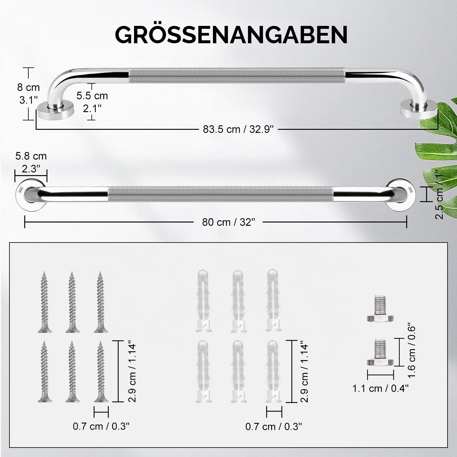 supregear Haltegriffe für Badewannen und Duschen (2er-Pack), Rutschfeste Badezimmer-Griffe, Duschgriff aus Edelstahl 304, Toiletten-Handicap-Senioren-Hilfsgriff für mehr Sicherheit im Bad, 80 cm
